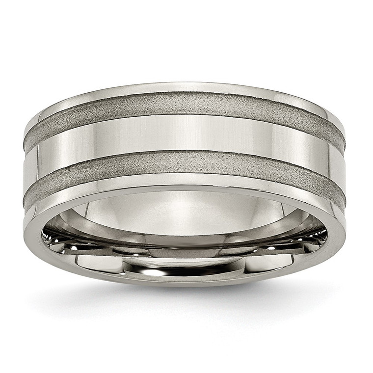 Chisel Titanium Brushed and Polished 8mm Grooved Band - TB-A43AB23C-1913