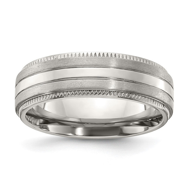 Chisel Titanium Brushed and Polished Textured Edge 7mm Band - TB-81BDF5CC-3664