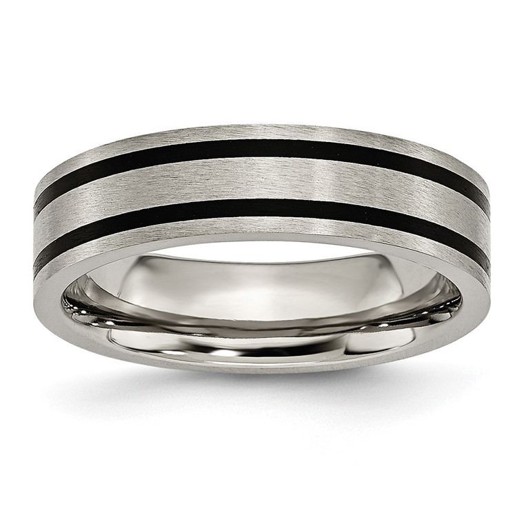 Chisel Titanium Brushed Black Enamel 6mm Flat Band - TB-69D3F376-9250