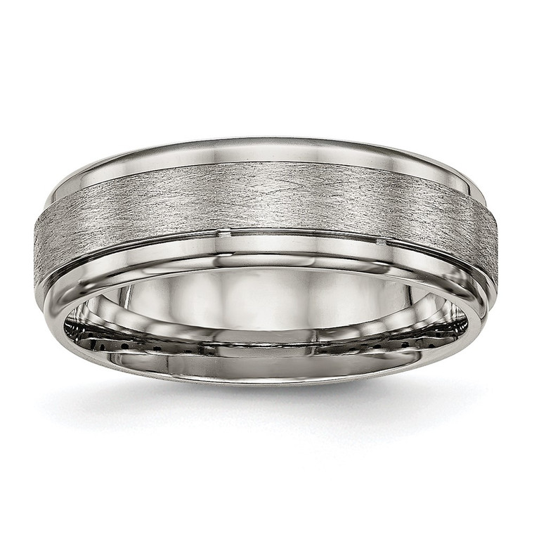 Chisel Titanium Brushed Center 7mm Ridged Edge Band - TB-BDC0D452-5001