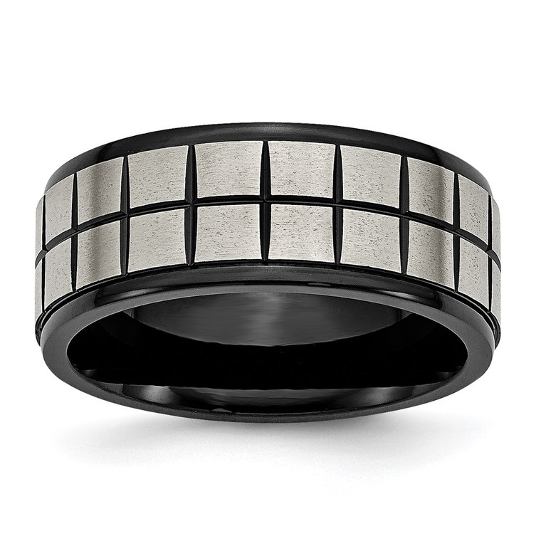 Chisel Titanium Brushed Center Black IP-plated 9mm Band - TB-6F5E0D14-9159