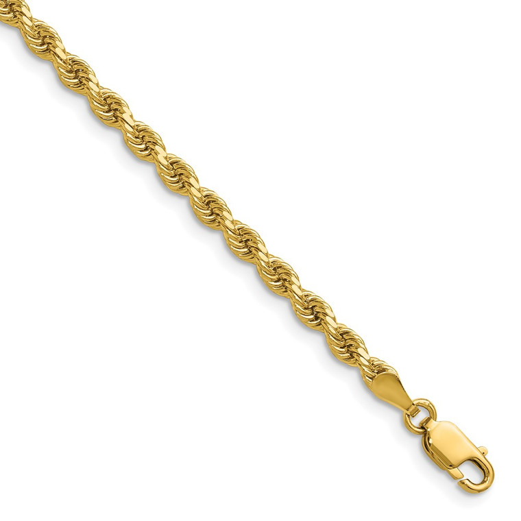 14K 22 inch 3.25mm Diamond-cut Rope with Lobster Clasp Chain