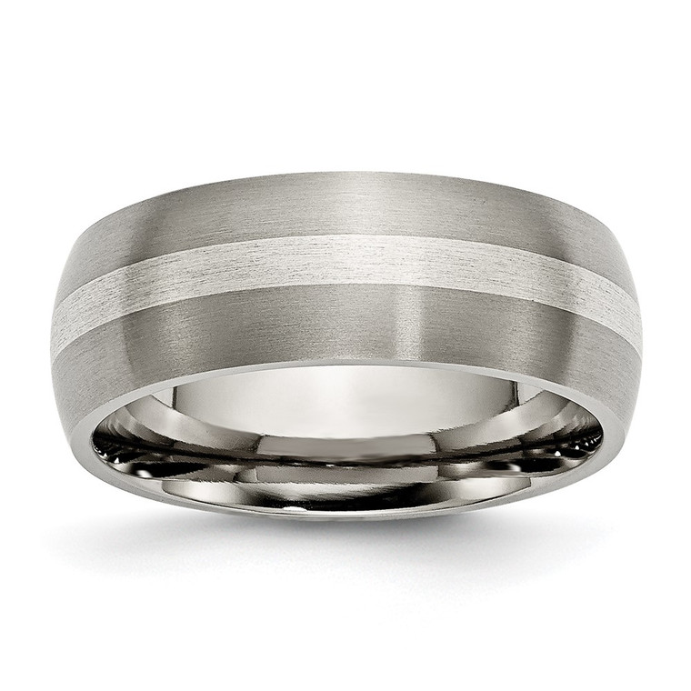 Chisel Titanium Brushed with Sterling Silver Inlay 8mm Band - TB-4F0537AE-7620