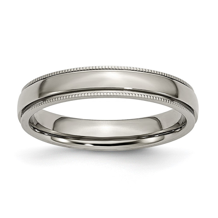 Chisel Titanium Polished 4mm Grooved and Beaded Edge Band - TB-48856106-3145