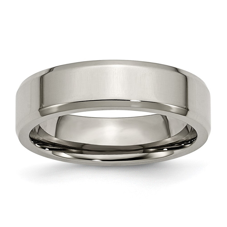 Chisel Titanium Polished 6mm Beveled Edge Band - TB-6A16E99A-6691