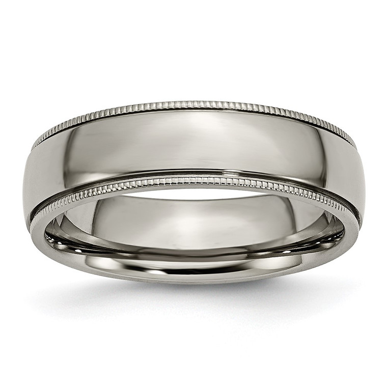 Chisel Titanium Polished 6mm Grooved and Beaded Edge Band - TB-183B6759-2550