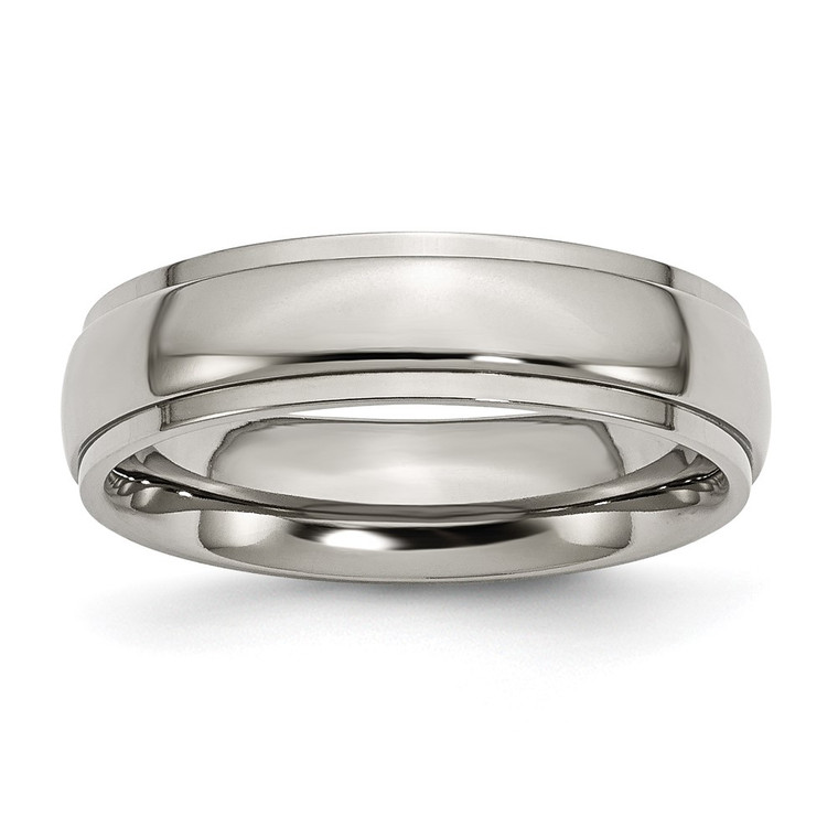 Chisel Titanium Polished 6mm Ridged Edge Band - TB-6A4E5238-9463