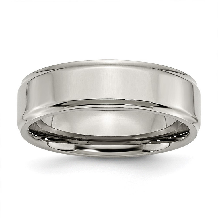 Chisel Titanium Polished 7mm Ridged Edge Band - TB-06793455-7802