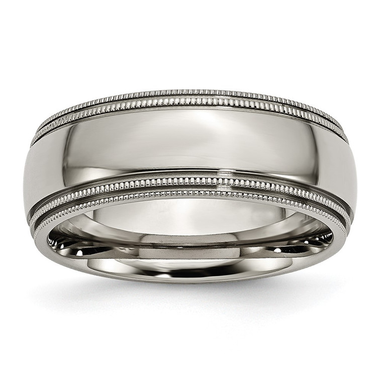 Chisel Titanium Polished 8mm Grooved and Beaded Edge Band - TB-FBD1540E-4519