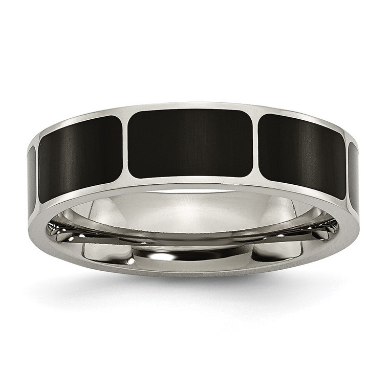 Chisel Titanium Polished Black Enamel 6mm Flat Band - TB-1FA9E1B3-9013