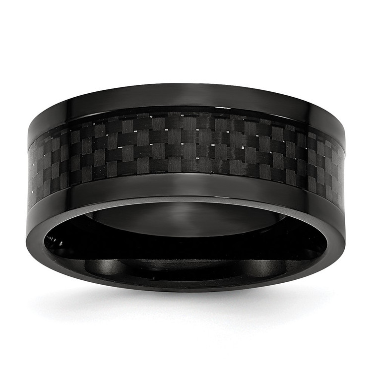 Chisel Titanium Polished Black IP-plated with Carbon Fiber Inlay 9mm Band - TB-9B59A160-1719