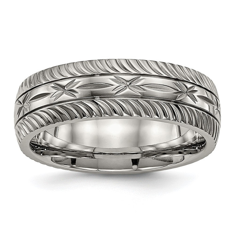 Chisel Titanium Polished Diamond Cut 7mm Band - TB-E32054D1-1050