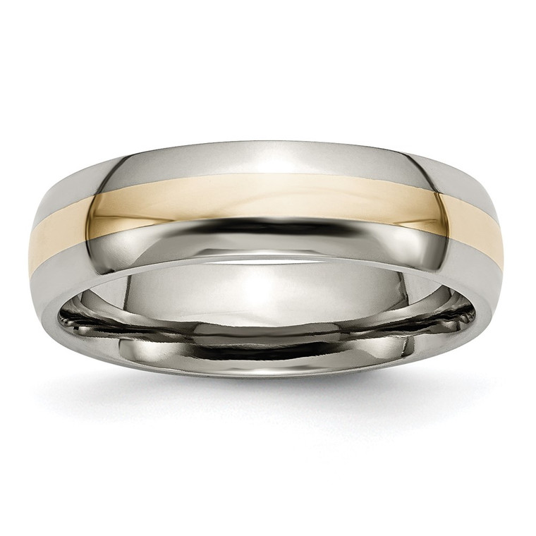 Chisel Titanium Polished with 14k Gold Inlay 6mm Band - TB-CF43014D-6132