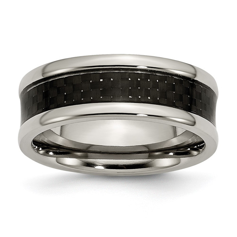 Chisel Titanium Polished with Black Carbon Fiber Inlay 8mm Band - TB-D495AE9E-5807