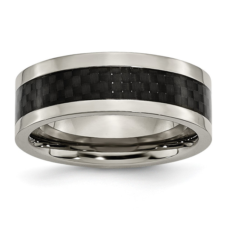 Chisel Titanium Polished with Black Carbon Fiber Inlay 8mm Band - TB-FEC00212-8578