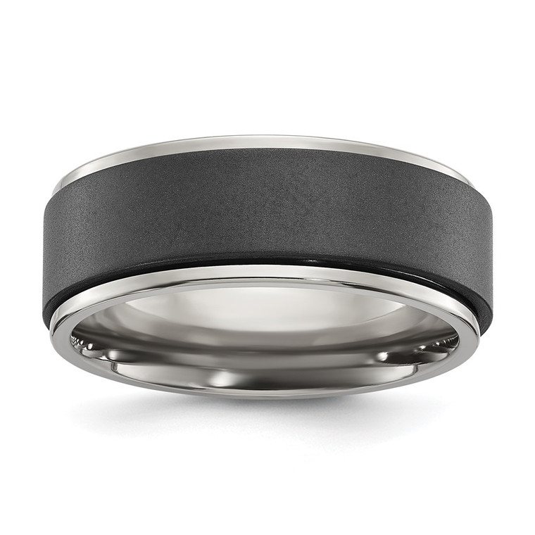 Chisel Titanium Polished with Brushed Black Zirconium Rotating Inner Channel 8mm Band - TB-AF689DEC-6486