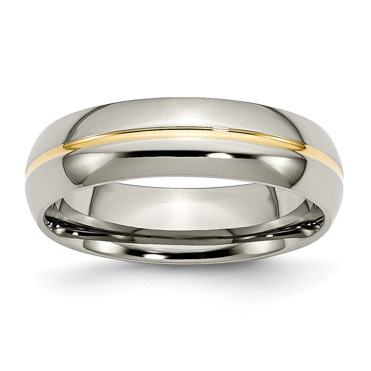 Chisel Titanium Polished Yellow IP-plated 6mm Grooved Band - TB-E5B54059-7989