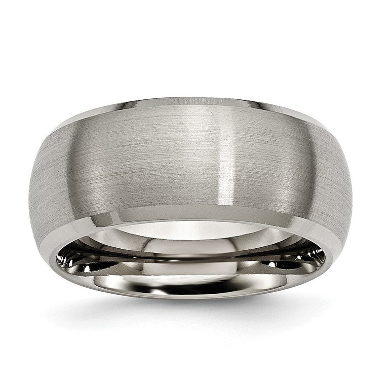 Chisel Titanium Satin and Polished 10mm Beveled Edge Band - TB-100658E7-3737