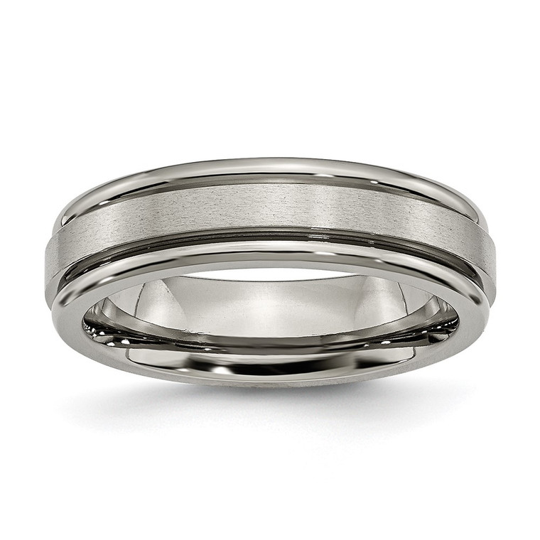 Chisel Titanium Satin and Polished 6mm Grooved Edge Band - TB-779DBAAF-6243
