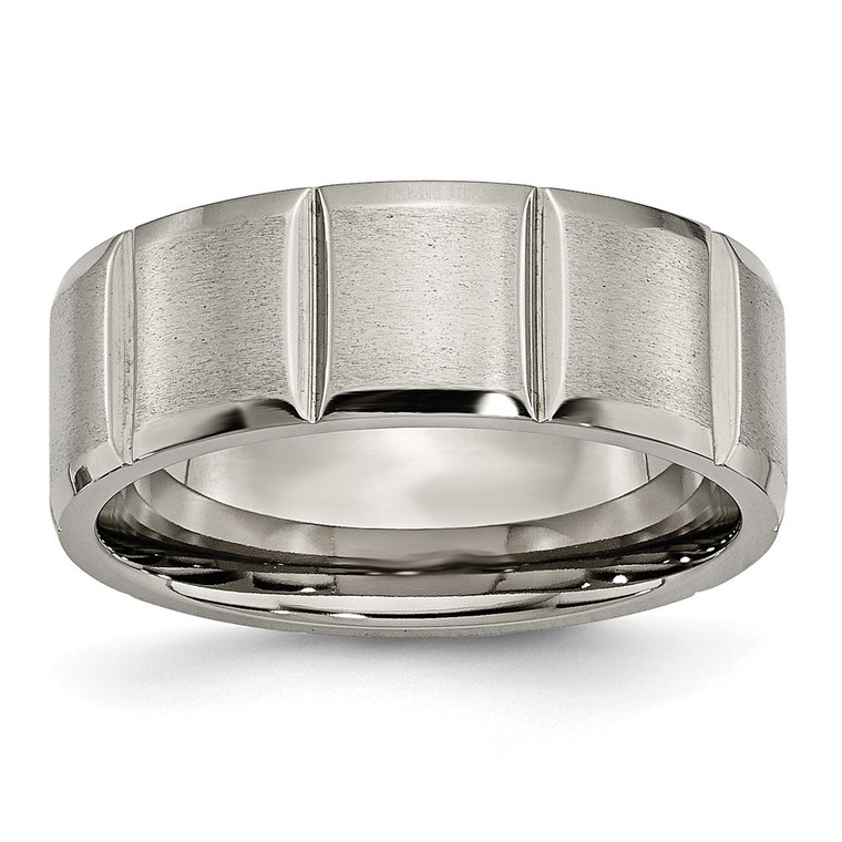 Chisel Titanium Satin and Polished 8mm Grooved Band - TB-71DE0454-1131