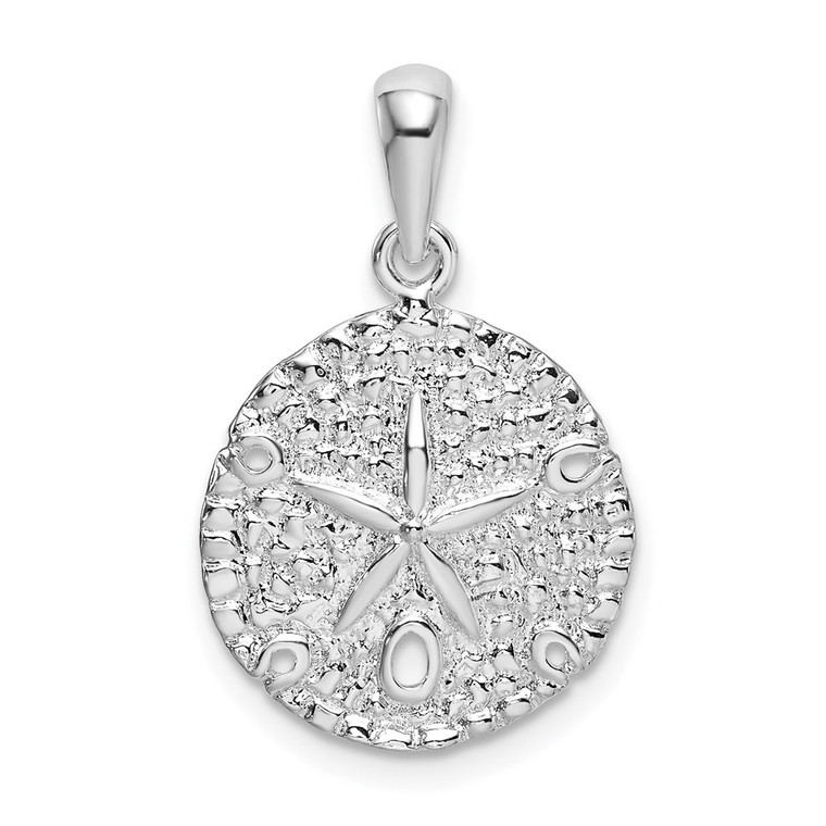 De-Ani Sterling Silver Rhodium-Plated Polished and Textured Sand Dollar Pendant - QC-595B0C65-5123