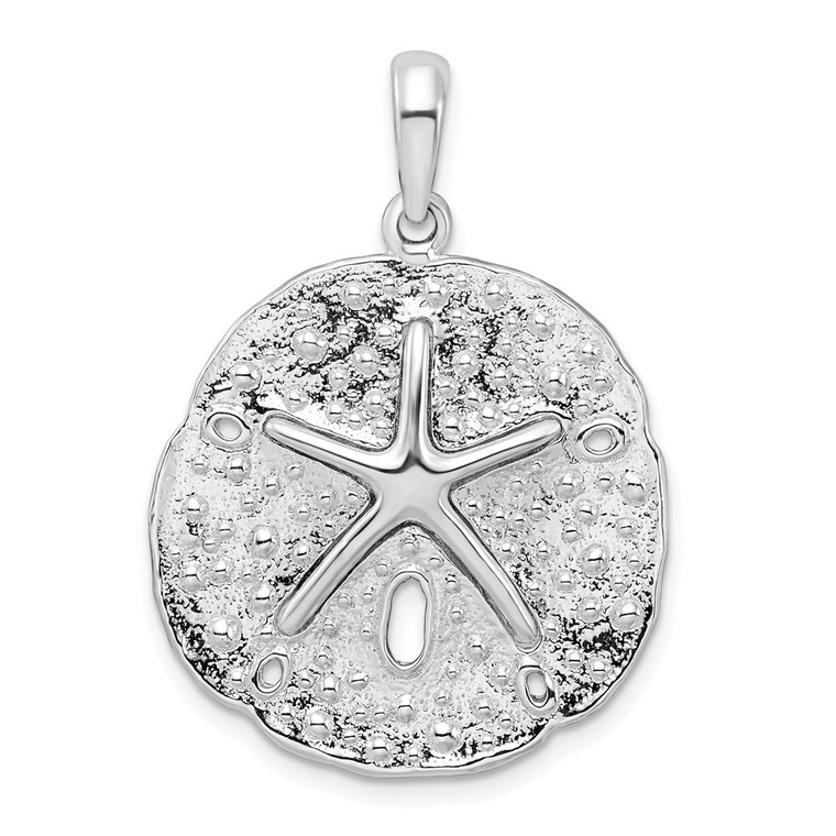De-Ani Sterling Silver Rhodium-Plated Polished and Textured Sand Dollar Pendant - QC-D804B7F9-5633