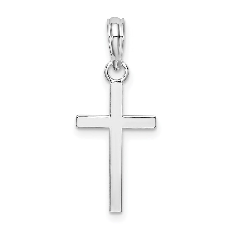 De-Ani Sterling Silver Rhodium-plated Polished Flat Latin Cross Pendant - QC-ECF13F86-9428