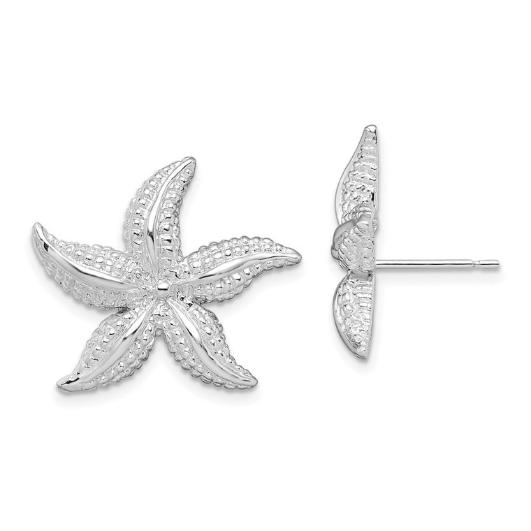 De-Ani Sterling Silver Rhodium-Plated Polished Starfish Post Earrings - QE-99E8D459-6444
