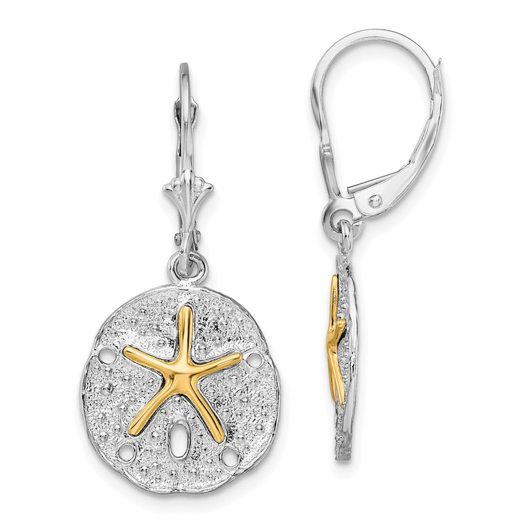De-Ani Sterling Silver Rhodium-Plated Sand Dollar with 14k Starfish Leverback Earrings - QE-8AB0F48C-4701