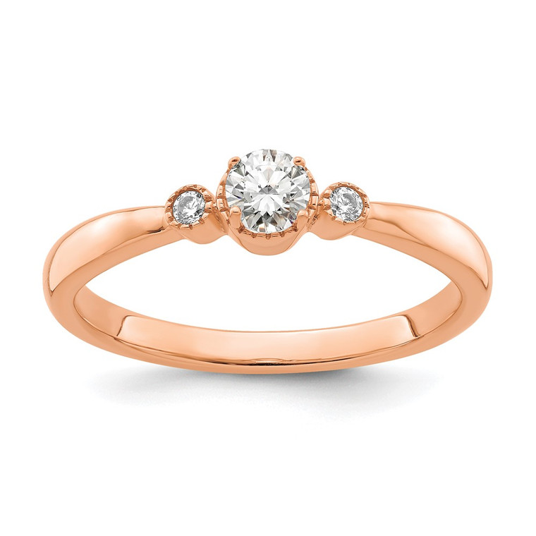 First Promise 14k Rose Gold 1/4 carat Lab Grown Diamond VS/SI+ G+ Complete Petite Engagement Ring