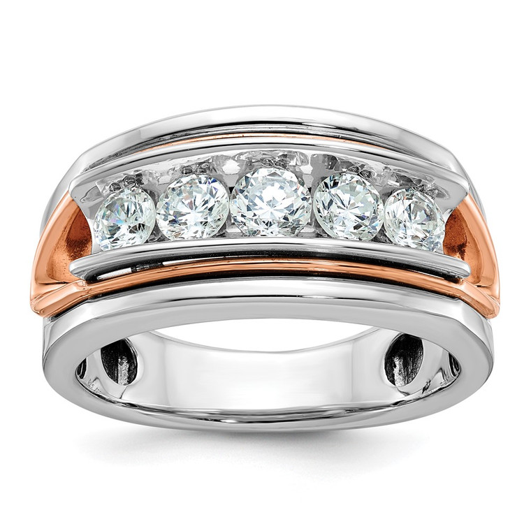 IBGoodman 14k Rose and White Gold Men's Polished Cut-Out 5-Stone Ring Mounting - B6-E0E4FF33-8079