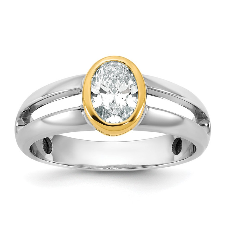 IBGoodman 14k Two-Tone 1 carat Lab Grown Diamond VS/SI+ G+ Complete Men's Wedding Band - B6-B82E2CE7-7356