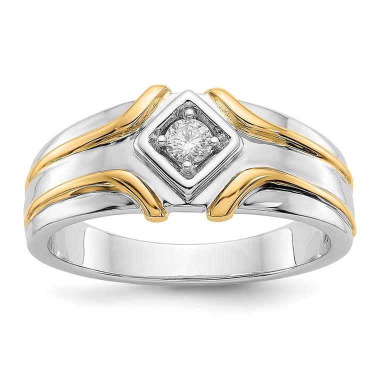 IBGoodman 14k Two-Tone 1/6 carat Lab Grown Diamond VS/SI+ G+ Complete Men's Ring