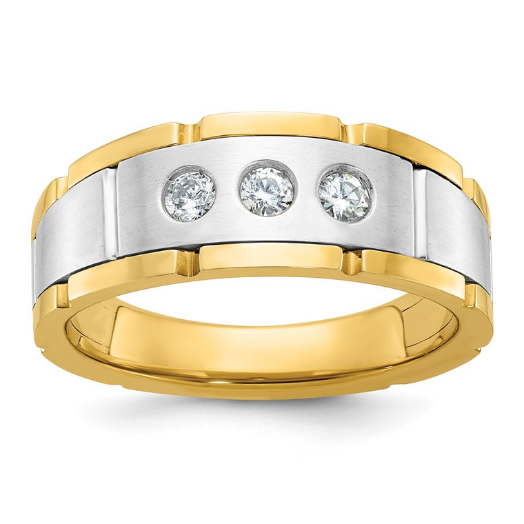 IBGoodman 14k Two-tone Three Stone Prong Set Men's Ring Mounting - B6-DB347053-7454