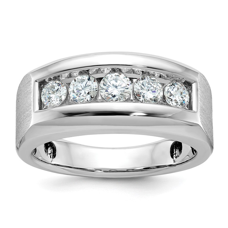 IBGoodman 14k White Gold Men's Polished and Satin 5-Stone 1 Carat AA Quality Diamond Ring - B6-C771BDC0-6883