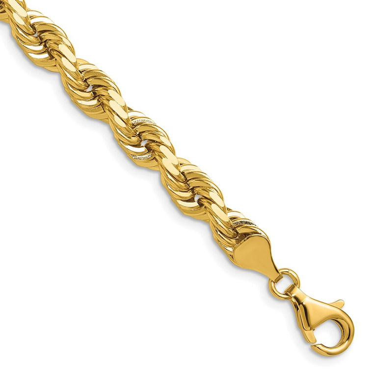 14K 24 inch 6.5mm Diamond-cut Rope with Fancy Lobster Clasp Chain