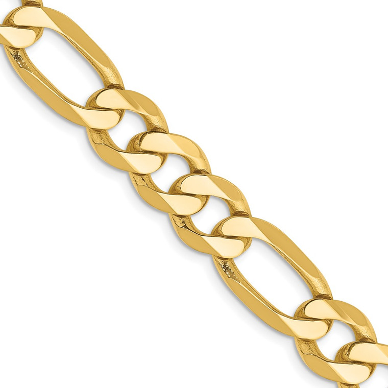 14K 24 inch 8.75mm Flat Figaro with Lobster Clasp Chain