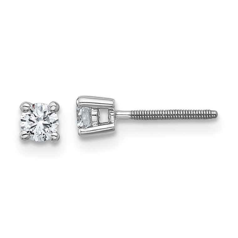 Plat 1/4 ctw Cert Lab Grown Dia VS+ F+ Round 4 Prong Hvy Wt ScrewBk Earring