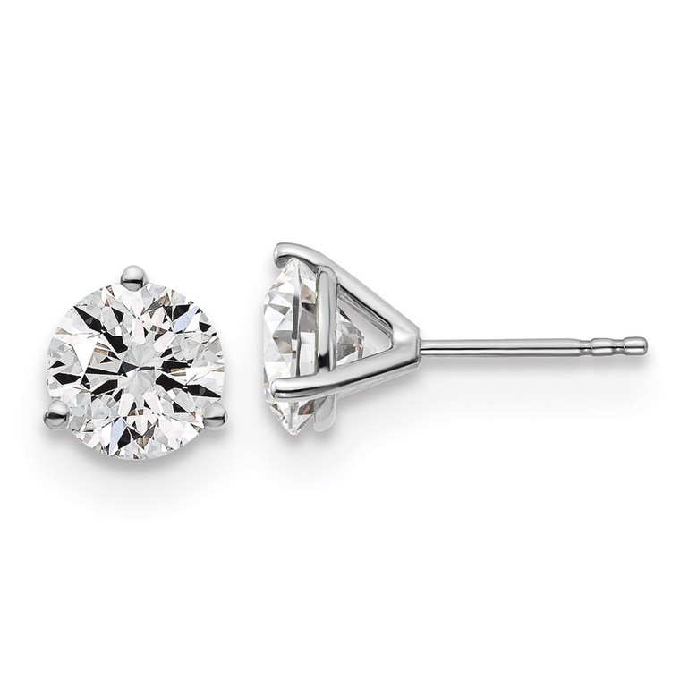 Platinum 3 carat Lab Grown Diamond VS+ F+ Round Complete Three Prong Heavyweight Stud Earrings
