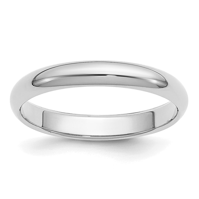 Platinum 3mm Half Round Wedding Band Size 11.5