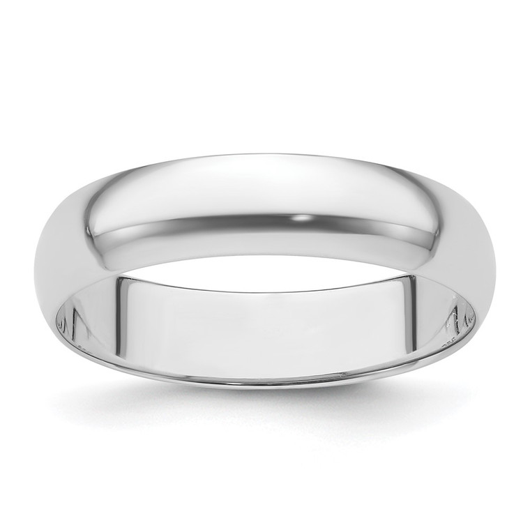 Platinum 5mm Half Round Featherweight Wedding Band Size 8.5