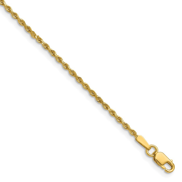 14K 26 inch 1.5mm Diamond-cut Rope with Lobster Clasp Chain