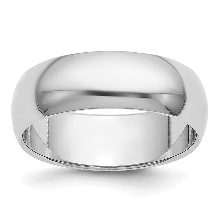 Platinum 6mm Half Round Wedding Band Size 8.5