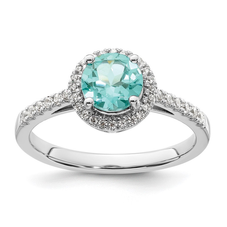 Pure Serenity 14k White Gold 1/5 carat Lab Grown Diamond VS/SI+ G+ and Lab Created Paraiba Ring - RM-4B8988CA-4756