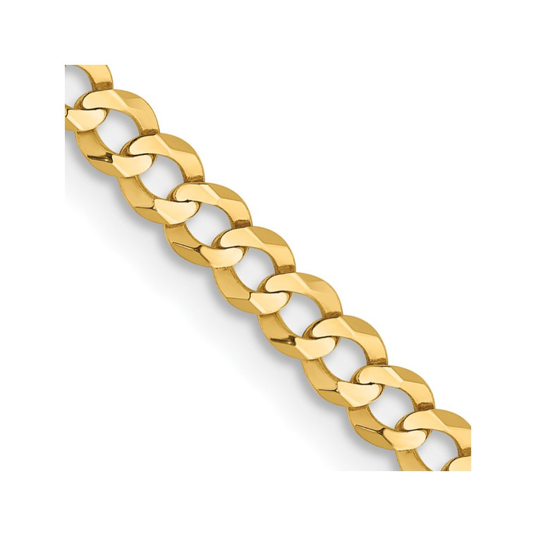 14K 26 inch 3.1mm Lightweight Flat Cuban with Lobster Clasp Chain