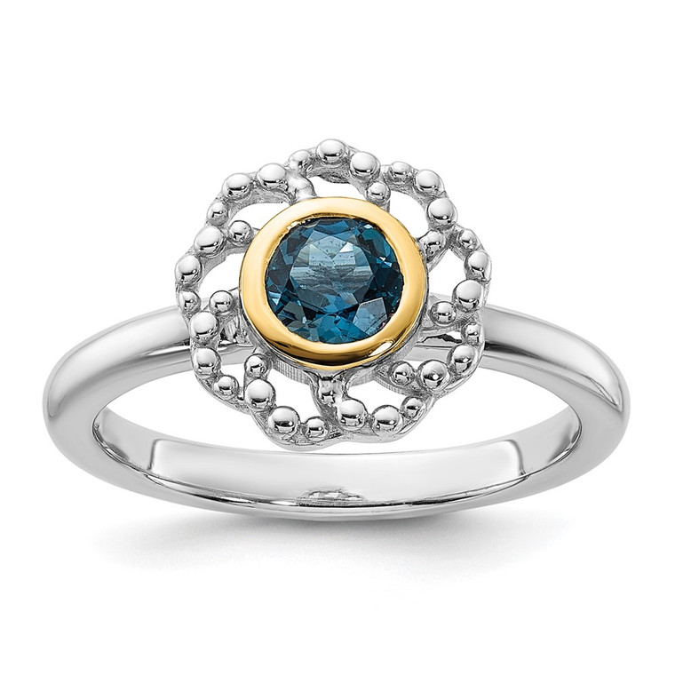Shey Couture Sterling Silver Rhodium-plated with 14k Accent London Blue Topaz Ring - QT-781AEBF7-2563