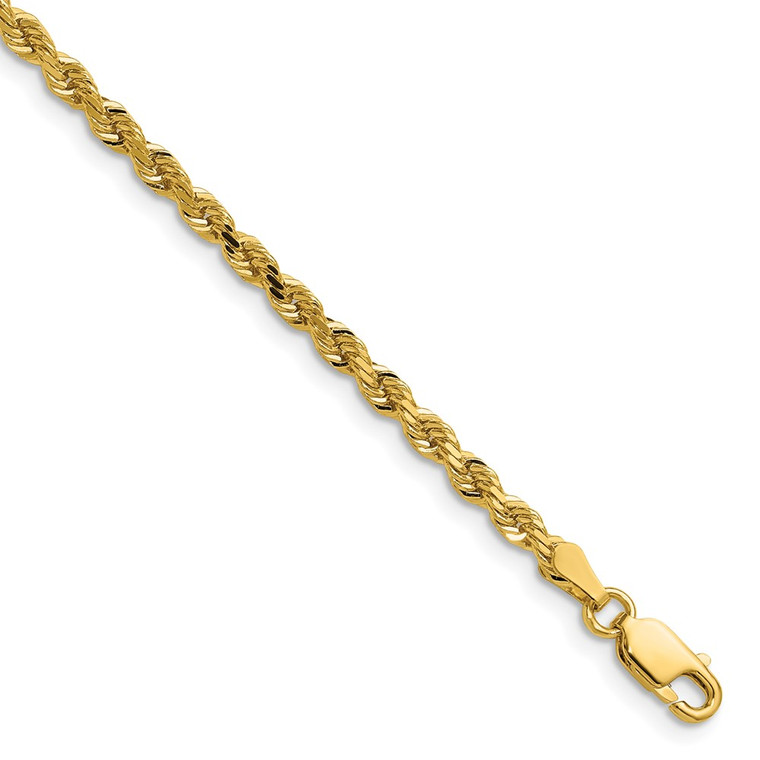 14K 26 inch 3mm Diamond-cut Rope with Lobster Clasp Chain