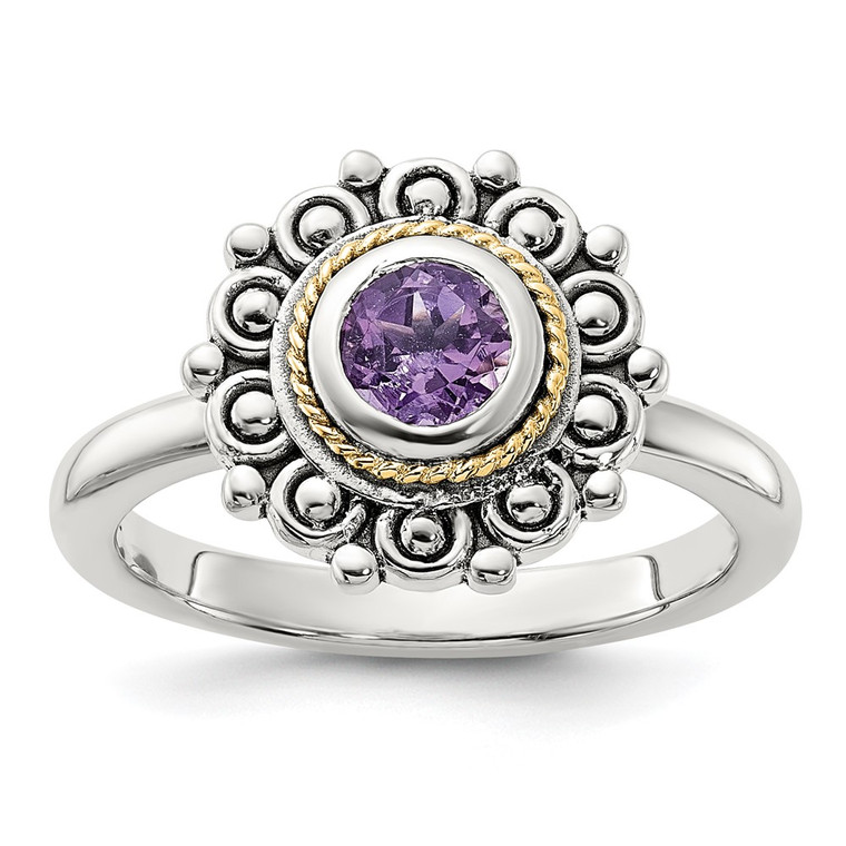 Shey Couture Sterling Silver with 14k Accent Antiqued Amethyst Ring - QT-32D3D06B-4949