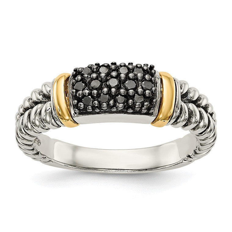 Shey Couture Sterling Silver with 14K Accent Antiqued Black Diamond Ring - QT-F35743DA-8334