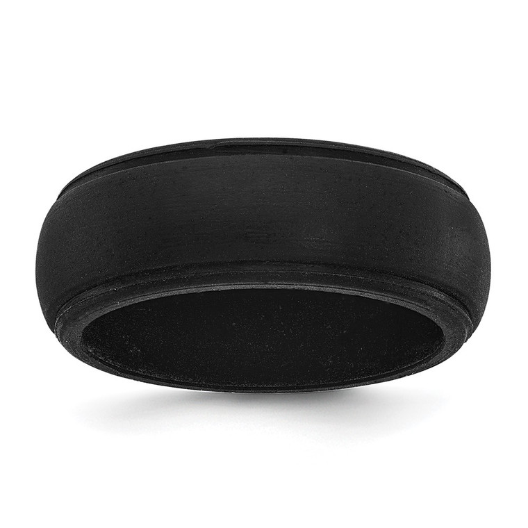 Silicone Black 8mm Ridged Edge Band Size 7